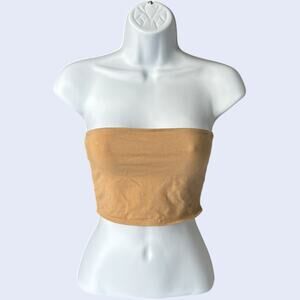 Los Angeles Apparel Y2K Minimalist Tube Top - Tan Beige Bandeau XS